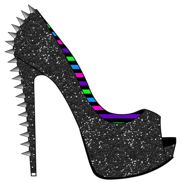 Too Fast Shoes - Too Fast Black Glitter Spike Heel Rockabilly Pinup Too Fast Shoes - Too Fast Black Glitter Spike Heel Rockabilly Pinup